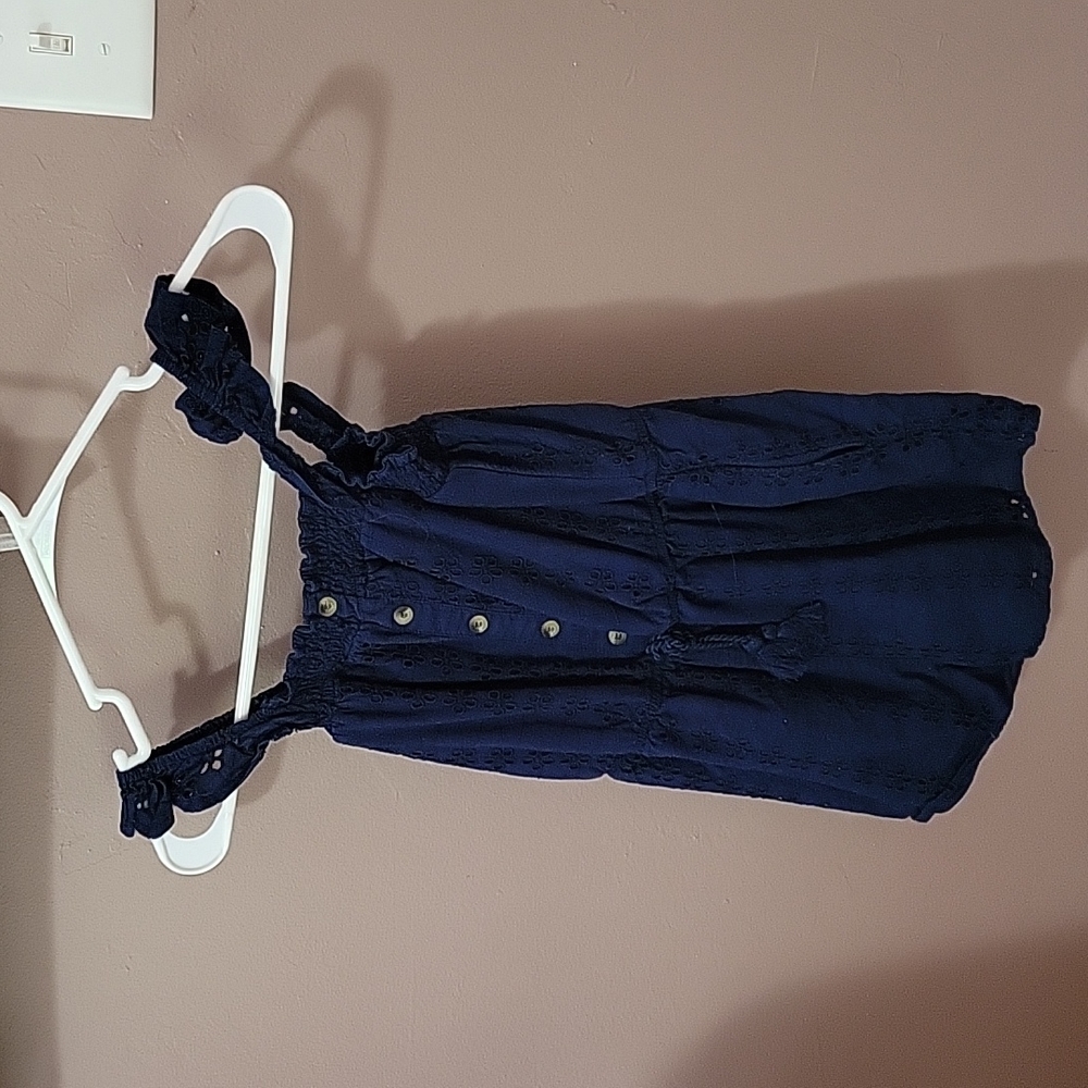 Navy eyelet romper